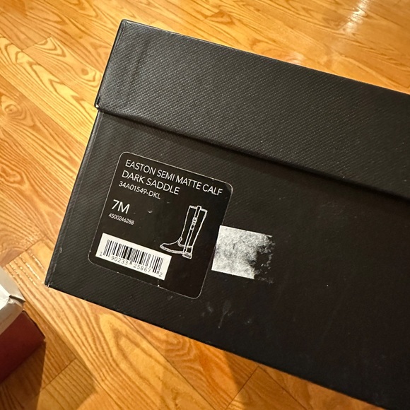 (never worn in box) Coach Easton Semi Matte Calf Dark Saddle boot - US7 - Picture 2 of 4